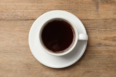 ahşap masa, üstten görünüm üzerinde aromatik kahve