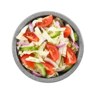 Çin lahanalı, domatesli ve salatalıklı leziz salata.