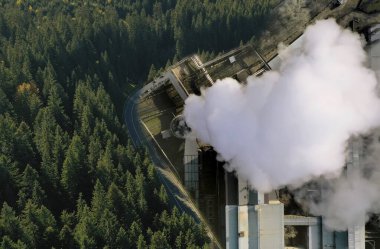 Çevre kirliliği. Kolaj yoğun orman ve endüstriyel fabrikalara bölünmüş durumda.