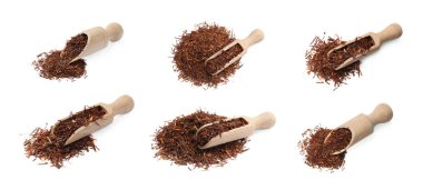 Çaylı Scoops beyazda izole edilmiş, set