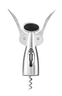 Bir kanat tirbuşonu beyaza izole edilmiş. Mutfak aletleri