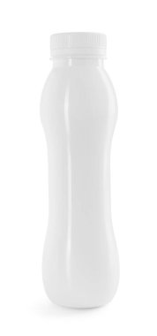 Beyaz şişedeki lezzetli yoğurt.