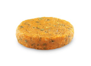 Pişmemiş havuç pirzolası beyaza izole edilmiş. Vejetaryen ürünü.