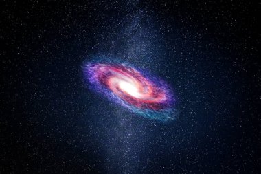 Parlak galaksi ve gökyüzündeki yıldızlar