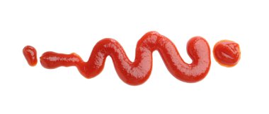 Beyaza izole edilmiş lezzetli ketçap. Domates sosu.