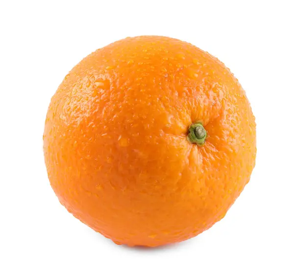 Yksi Kokonainen Kypsä Appelsiini Eristetty Valkoisella kuvapankkikuva