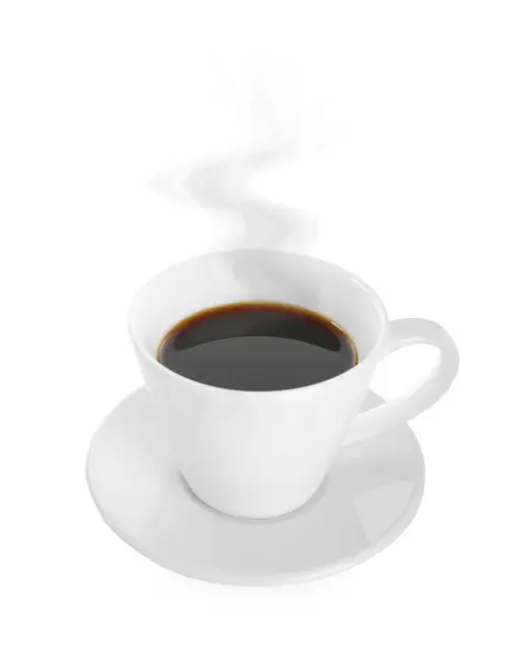 Steaming Coffee Cup Isolated White 免版税图库图片