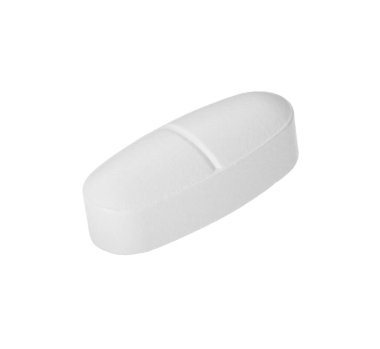 Beyaza izole edilmiş bir vitamin hapı. Sağlık takviyesi