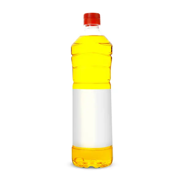 Aceite Cocina Botella Plástico Con Etiqueta Vacía Aislada Sobre Blanco Imagen De Stock