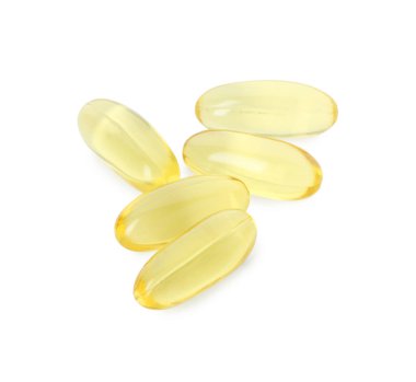 Beyaza izole edilmiş vitamin kapsülleri. Sağlık takviyesi