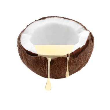 Beyaz üzerine damlayan yağlı hindistan cevizi