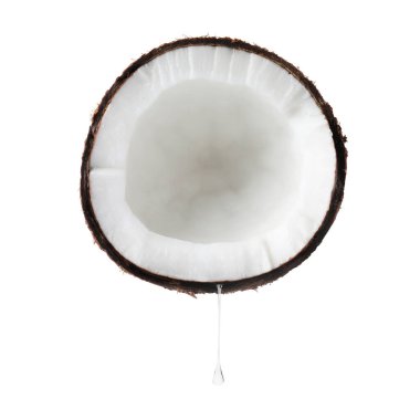 Beyaz üzerine damlayan yağlı hindistan cevizi