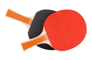 Ping pong raketleri beyaza izole edilmiş. Spor malzemeleri.