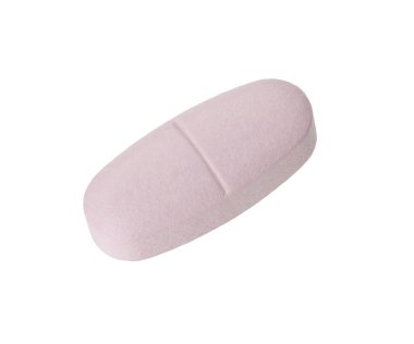 Beyaza izole edilmiş bir vitamin hapı. Sağlık takviyesi