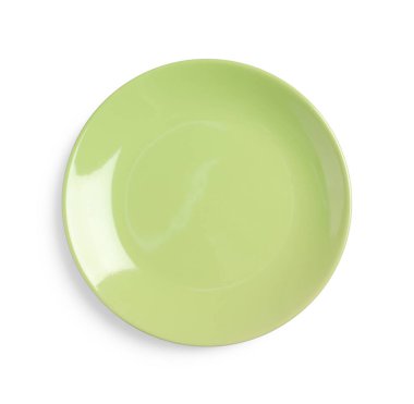 Yeşil seramik plaka beyaz, üst görünümde izole