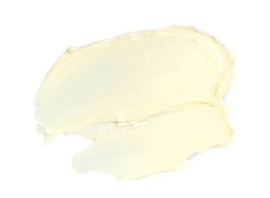 Beyaz arkaplanda lezzetli tereyağı, üst görünüm