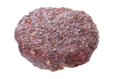 Tasty grilled burger patty isolated on white