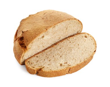 Taze pişmiş ekşi ekmek beyaza izole edilmiş.