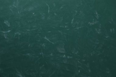 Chalk rubbed out on green chalkboard as background, closeup. Space for text clipart