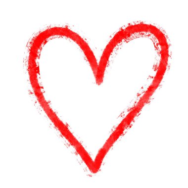 Beyaz arka planda bir kırmızı kalp, çizim