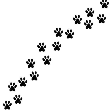Beyaz arkaplanda köpek pençesi izleri, illüstrasyon