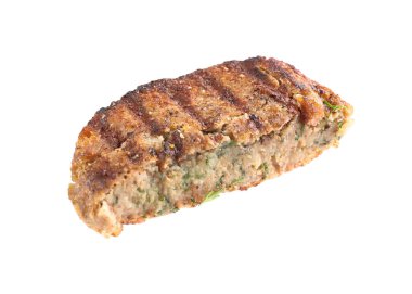 Lezzetli vejetaryen pirzolasının yarısı beyaza izole edilmiş.