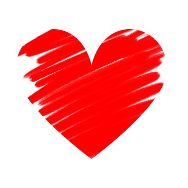 Beyaz arka planda bir kırmızı kalp, çizim