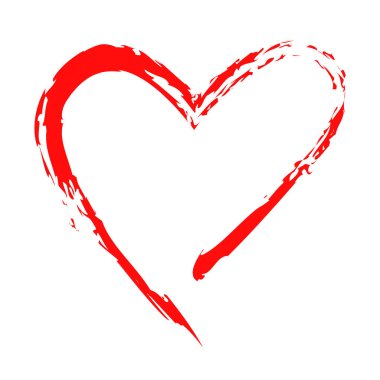 Beyaz arka planda bir kırmızı kalp, çizim