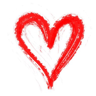 Beyaz arka planda bir kırmızı kalp, çizim