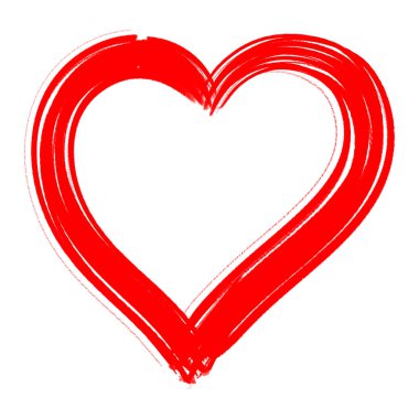 Beyaz arka planda bir kırmızı kalp, çizim