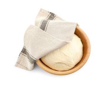 Ham hamur kasede izole edilmiş beyaz, üst manzara