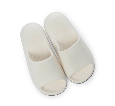 Bir çift kauçuk terlik, beyaz, üst manzara
