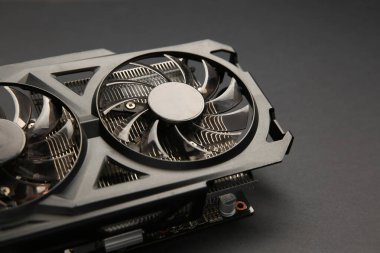 One graphics card on black background, closeup