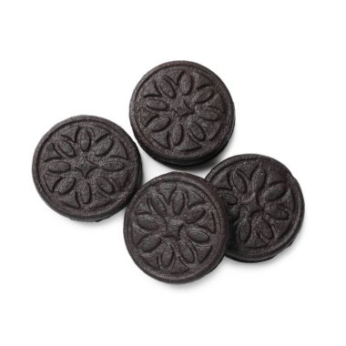 Beyaz manzaralı, tatlı sandviç kurabiyeleri.