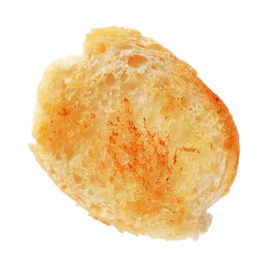 Bir parça kızarmış ekmek beyaza izole edilmiş.