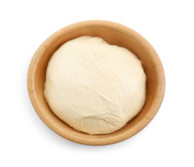 Ham hamur kasede izole edilmiş beyaz, üst manzara