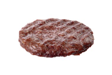 Tasty grilled burger patty isolated on white