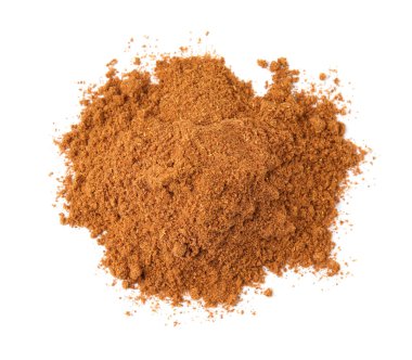 Aromatik baharat. Zemin kırmızı biber beyaz, üst görünümde izole