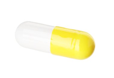 Beyaza izole edilmiş bir antibiyotik hapı. Tıbbi tedavi