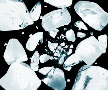 Siyah zemin üzerinde ezilmiş buz