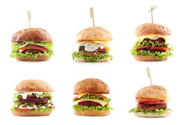 Farklı lezzetli vejetaryen hamburgerler.