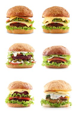 Farklı lezzetli vejetaryen hamburgerler.