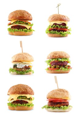 Farklı lezzetli vejetaryen hamburgerler.