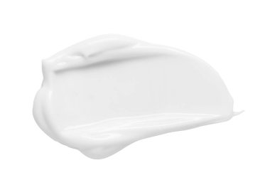 Beyaz arka planda yüz kremi örneği, üst görünüm