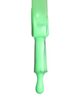 Çalı çırpı damlayan yeşil oje beyaza izole edilmiş.