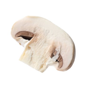 Bir parça taze mantar beyaza izole edilmiş.