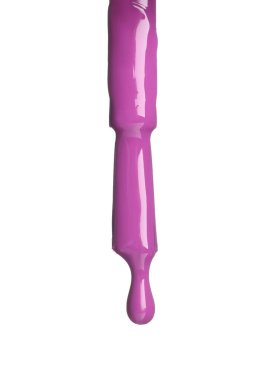 Fırçadan damlayan mor oje beyaza izole edilmiş.