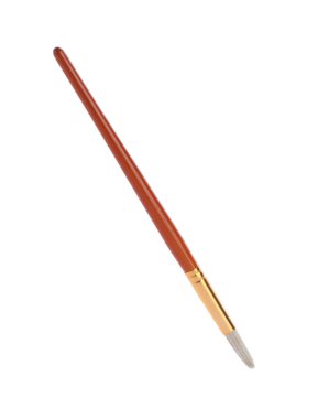 Paint brush with wooden handle isolated on white