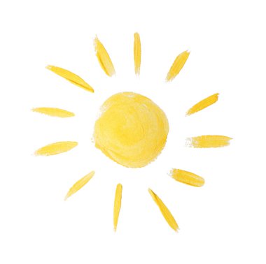 Beyaz arkaplanda çocuğun güneş resmi