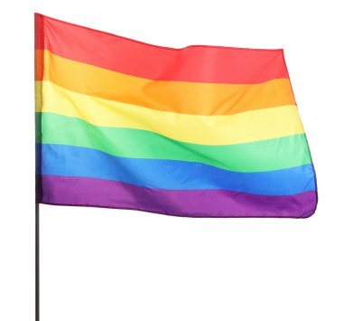 Beyaz üzerine izole edilmiş parlak gökkuşağı LGBT bayrağı